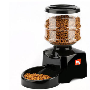 New 5.5L Automatic Pet Feeder with Voice Message Recording and LCD Screen Large Smart Dogs Cats Food Bowl Dispenser Black